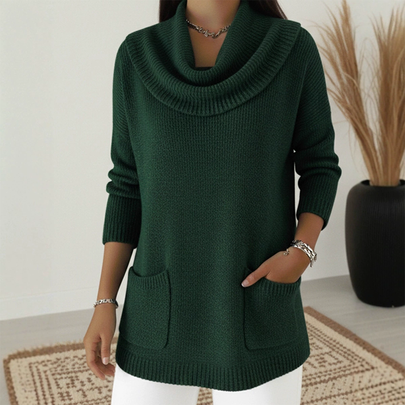 Women’s Elegant Wool Sweater with Ruffle Collar