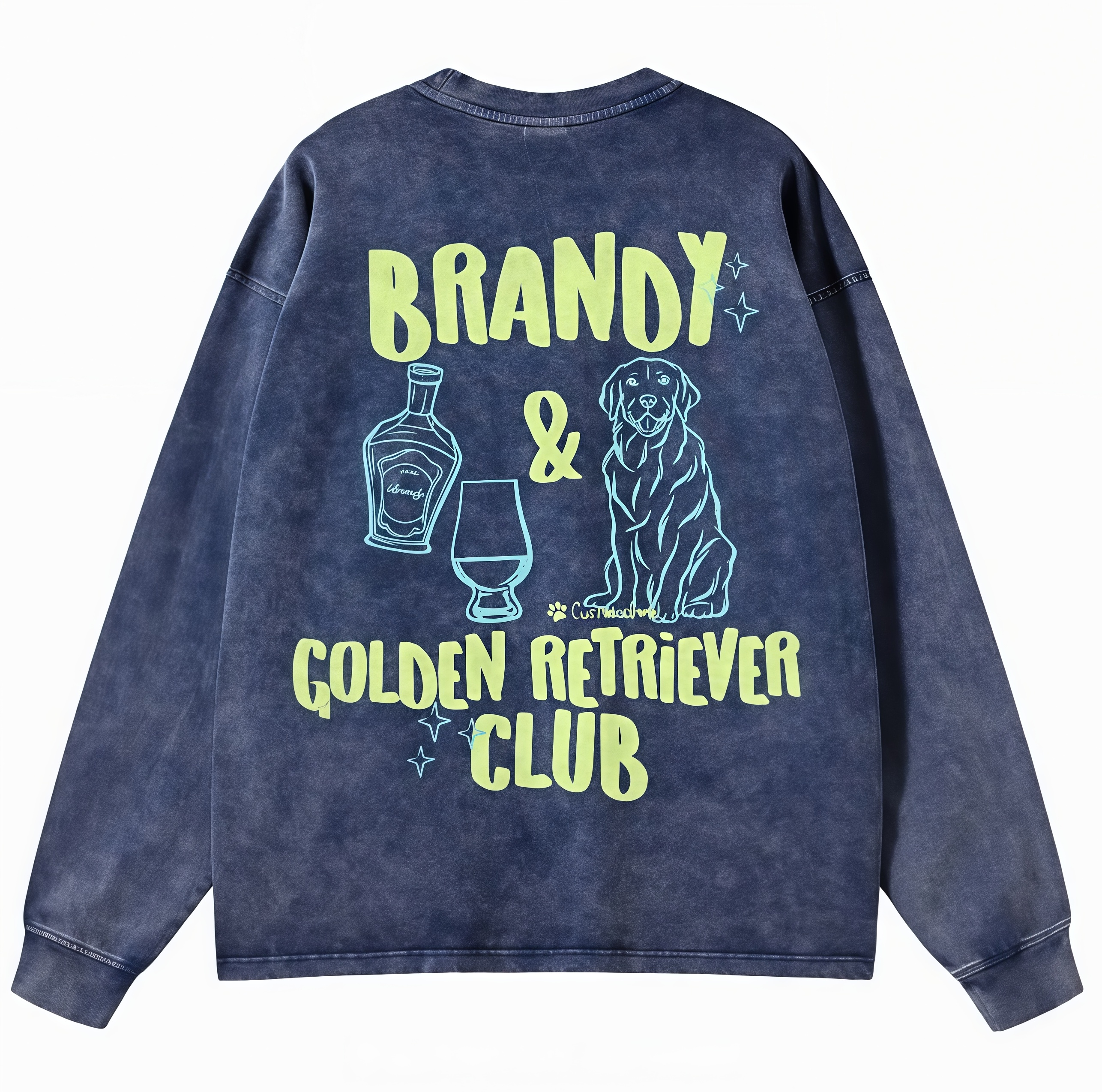 Brandy Golden Retriever Club Unisex Casual Washed Long-Sleeved T-Shirt Customscool