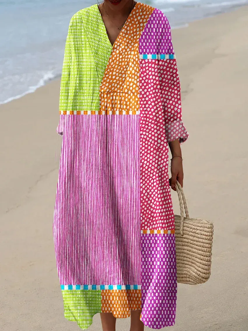 Women's Maxi Dress Casual Dress Floral Dress Elegant Beach Loose Fit Floral Half Sleeve Crew Neck