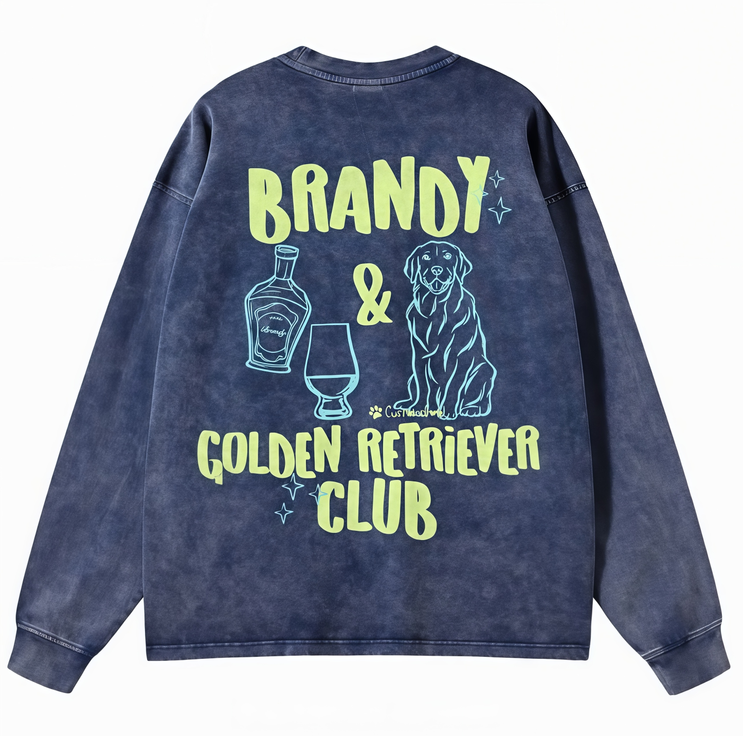 Brandy Golden Retriever Club Unisex Casual Washed Long-Sleeved T-Shirt Customscool