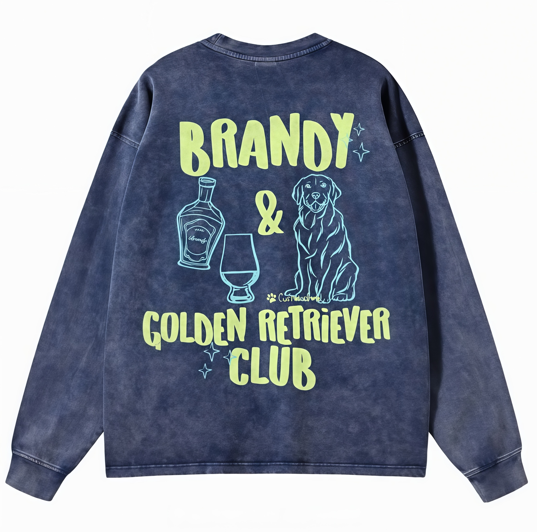 Brandy Golden Retriever Club Unisex Casual Washed Long-Sleeved T-Shirt Customscool