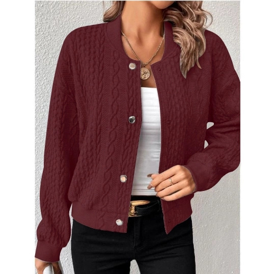 Women's Comfortable Knitted Jacket Cardigan with Elegant Buttons