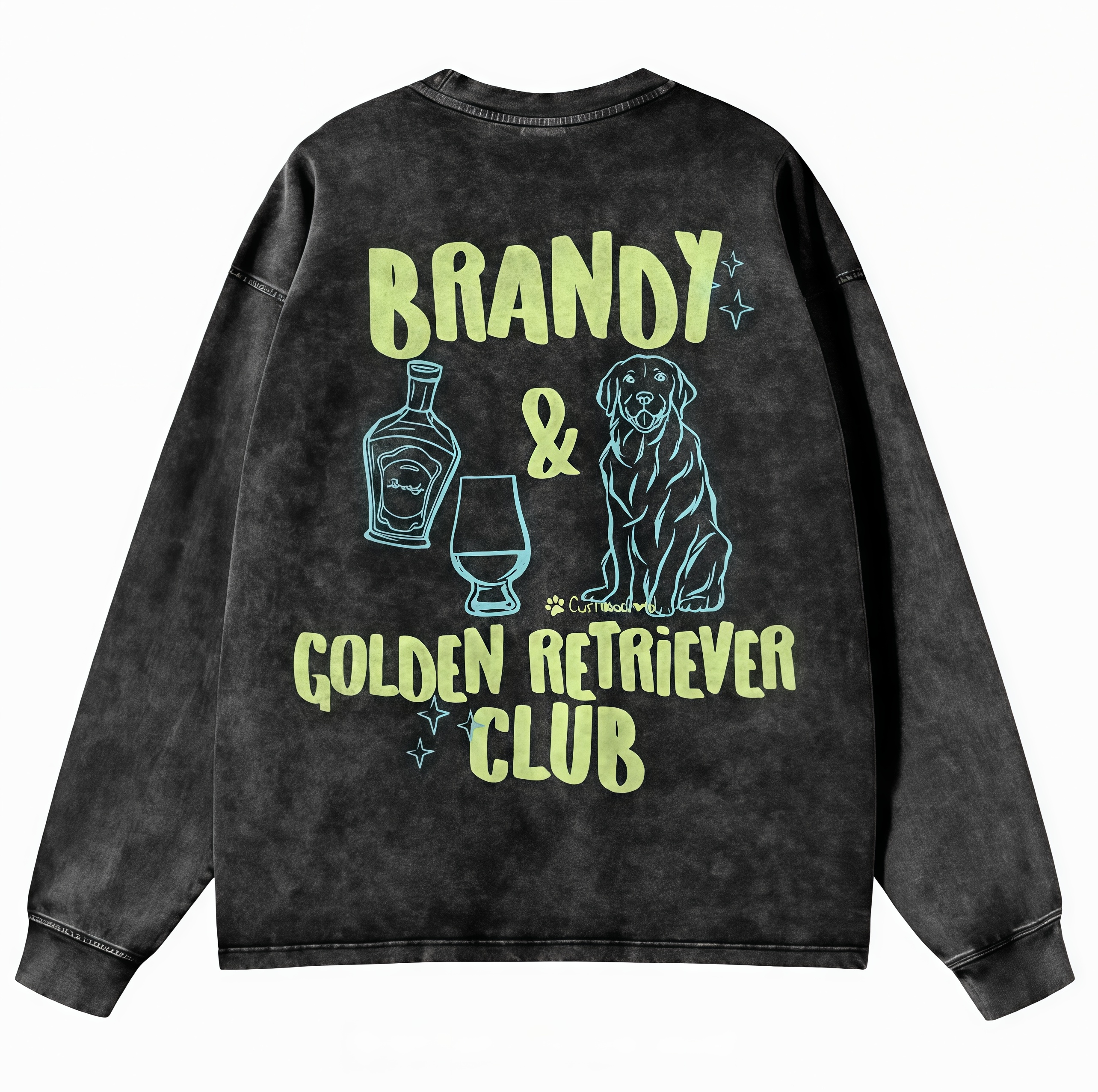 Brandy Golden Retriever Club Unisex Casual Washed Long-Sleeved T-Shirt