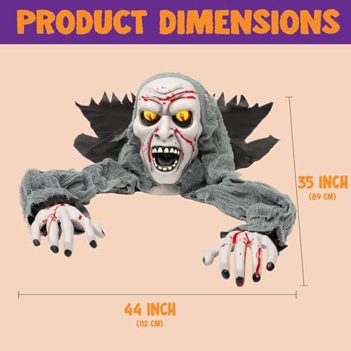 Halloween outdoor glowing zombie groundbreaker decoration with bloodstains and scary sound effects. Suitable for Halloween outdoor decorations, lawns, patios, terraces, cemetery decorations, and haunted house props.