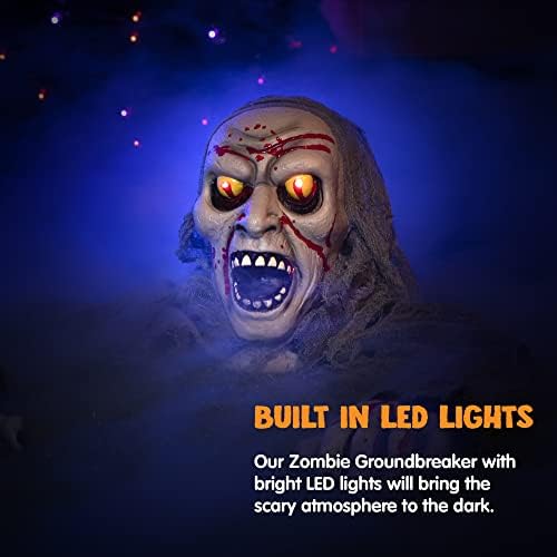Halloween outdoor glowing zombie groundbreaker decoration with bloodstains and scary sound effects. Suitable for Halloween outdoor decorations, lawns, patios, terraces, cemetery decorations, and haunted house props.