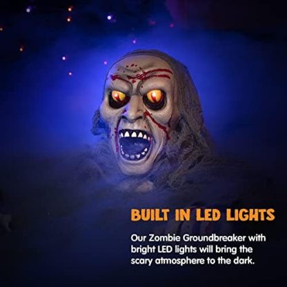 Halloween outdoor glowing zombie groundbreaker decoration with bloodstains and scary sound effects. Suitable for Halloween outdoor decorations, lawns, patios, terraces, cemetery decorations, and haunted house props.
