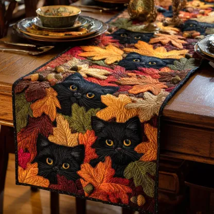 Red Feathered Winter Quilted Table Runner NCU0DK1585