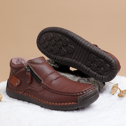 （Free shipping）⏰Limited Time Sale 70% OFF-Men’s Handmade Premium Leather Slip-On Driving Boots – Wide Toe, Arch Support, Waterproof, Pressure Relief, Non-Slip Sole&Warmth for Casual, Travel & Outdoor