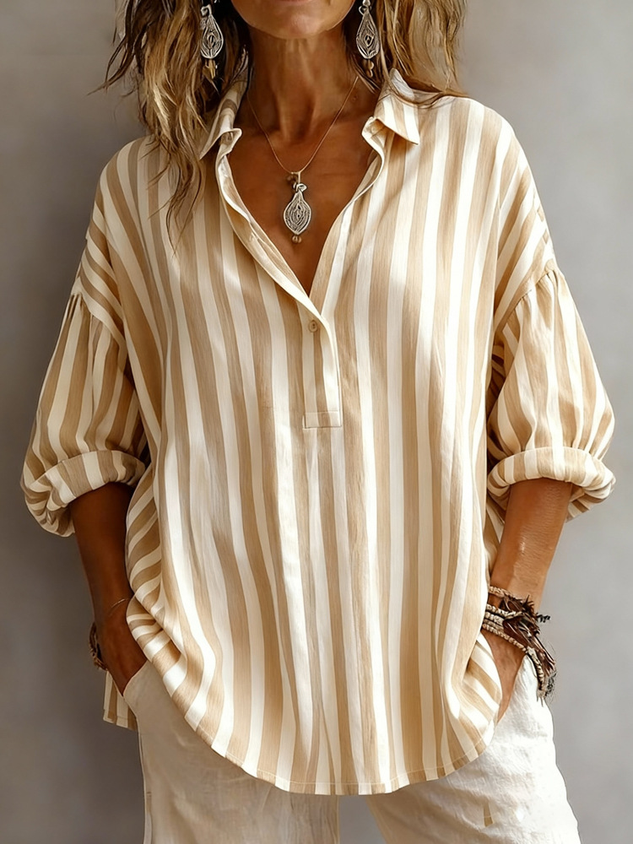 Women's Long-Sleeve Striped Casual Shirt
