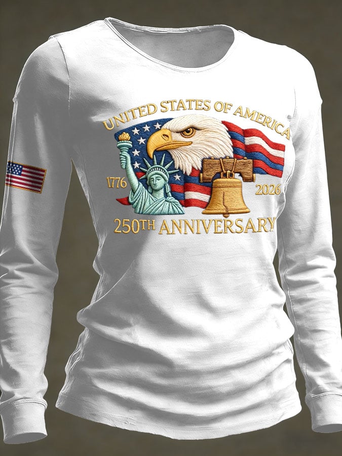 Women's 250th Anniversary National Flag Print Casual Long-Sleeved T-Shirt