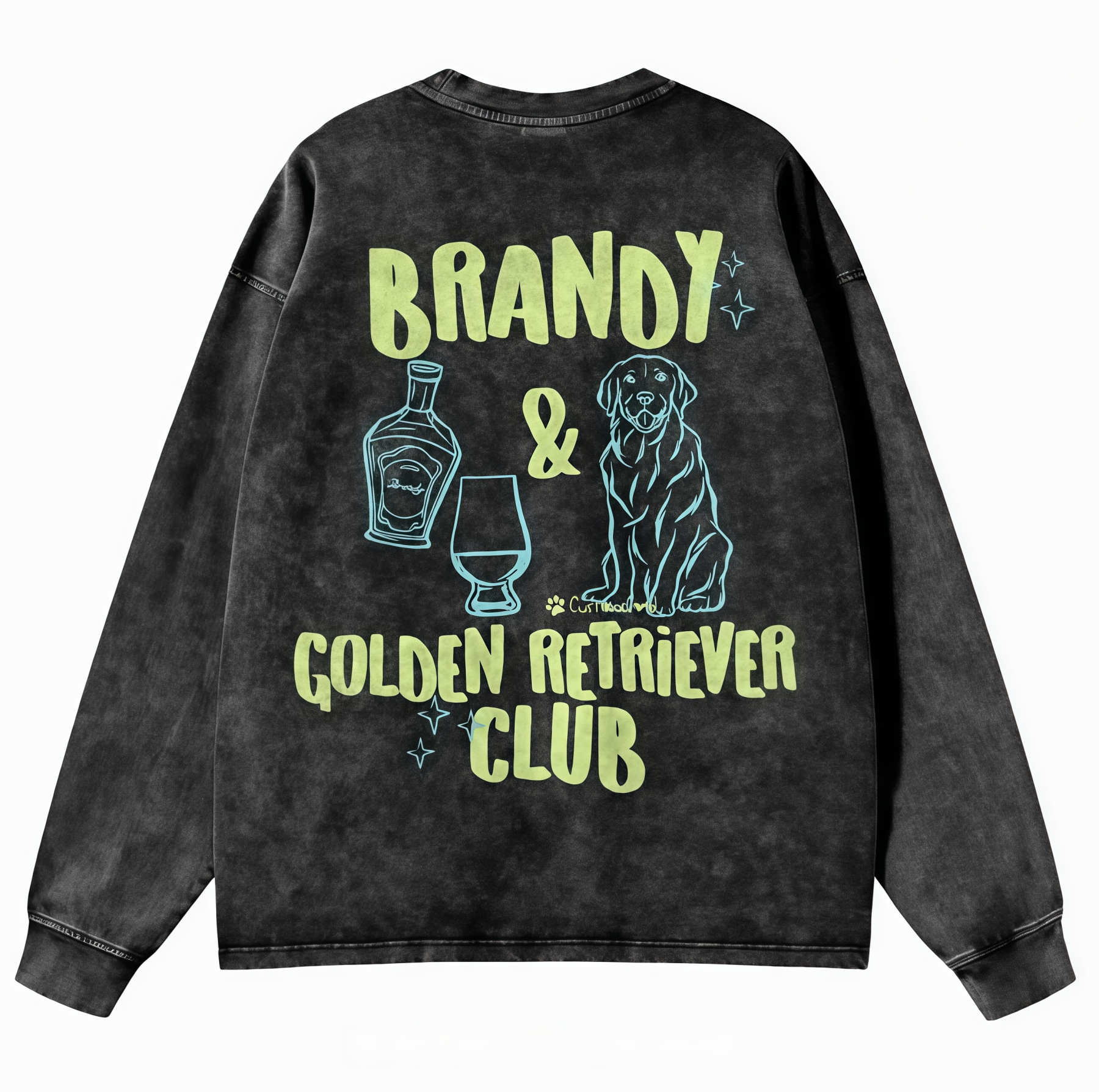 Brandy Golden Retriever Club Unisex Casual Washed Long-Sleeved T-Shirt