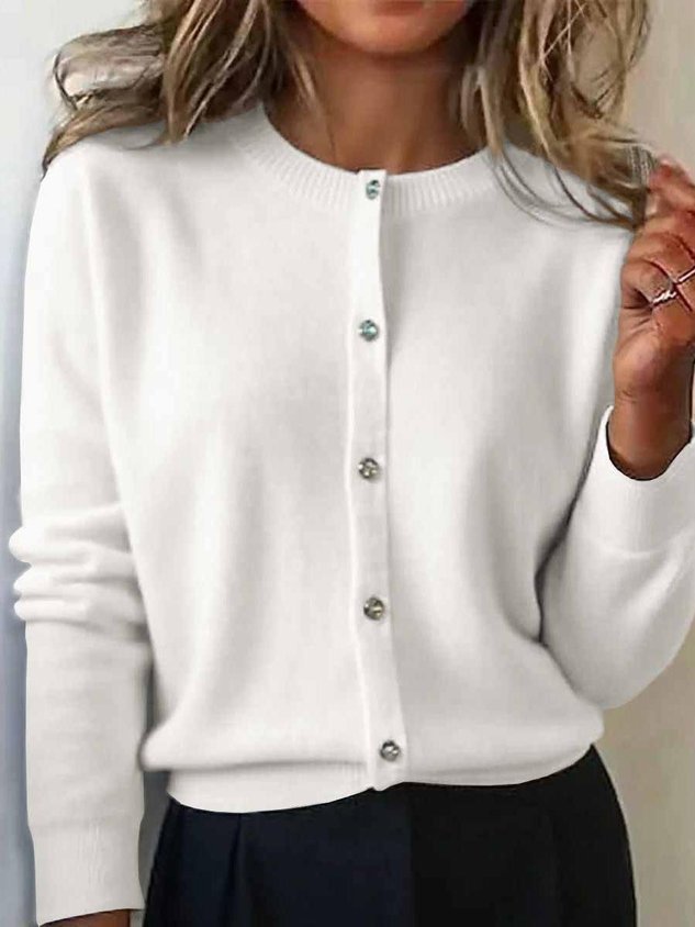 Women's Autumn And Winter Round Neck Cardigan Sweater Versatile Short 