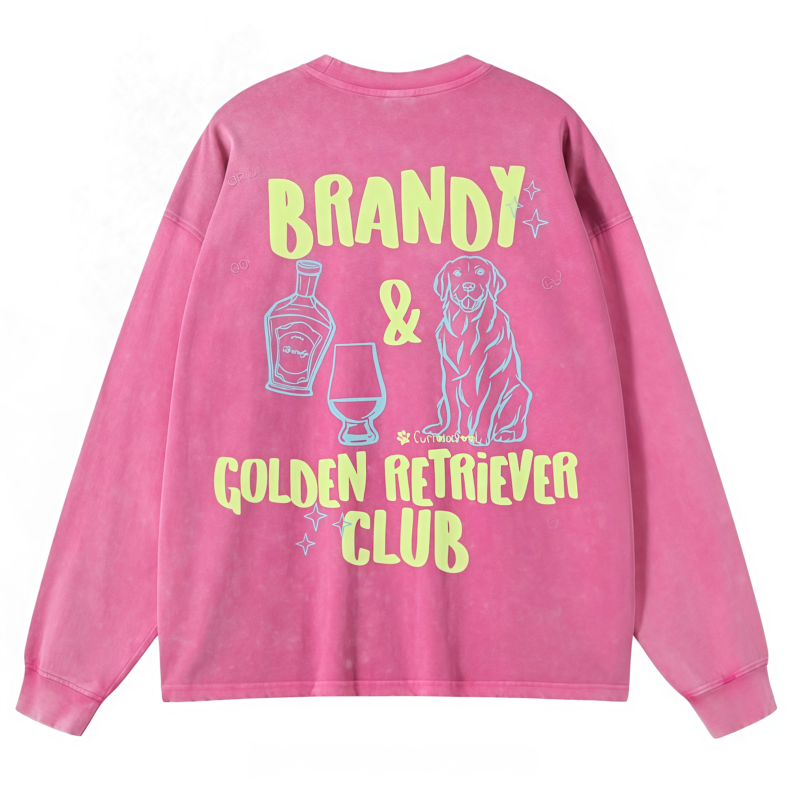 Brandy Golden Retriever Club Unisex Casual Washed Long-Sleeved T-Shirt