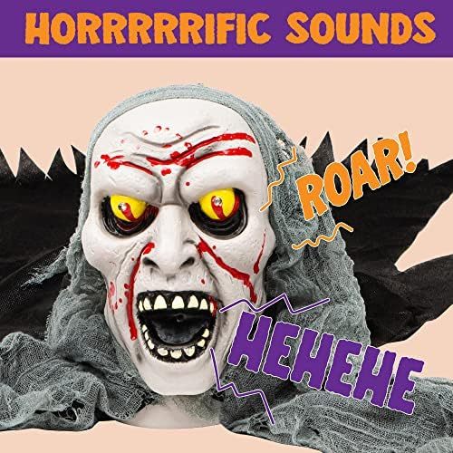Halloween outdoor glowing zombie groundbreaker decoration with bloodstains and scary sound effects. Suitable for Halloween outdoor decorations, lawns, patios, terraces, cemetery decorations, and haunted house props.