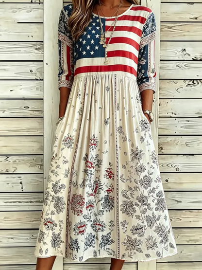 Women'S Flag Floral Print Dress