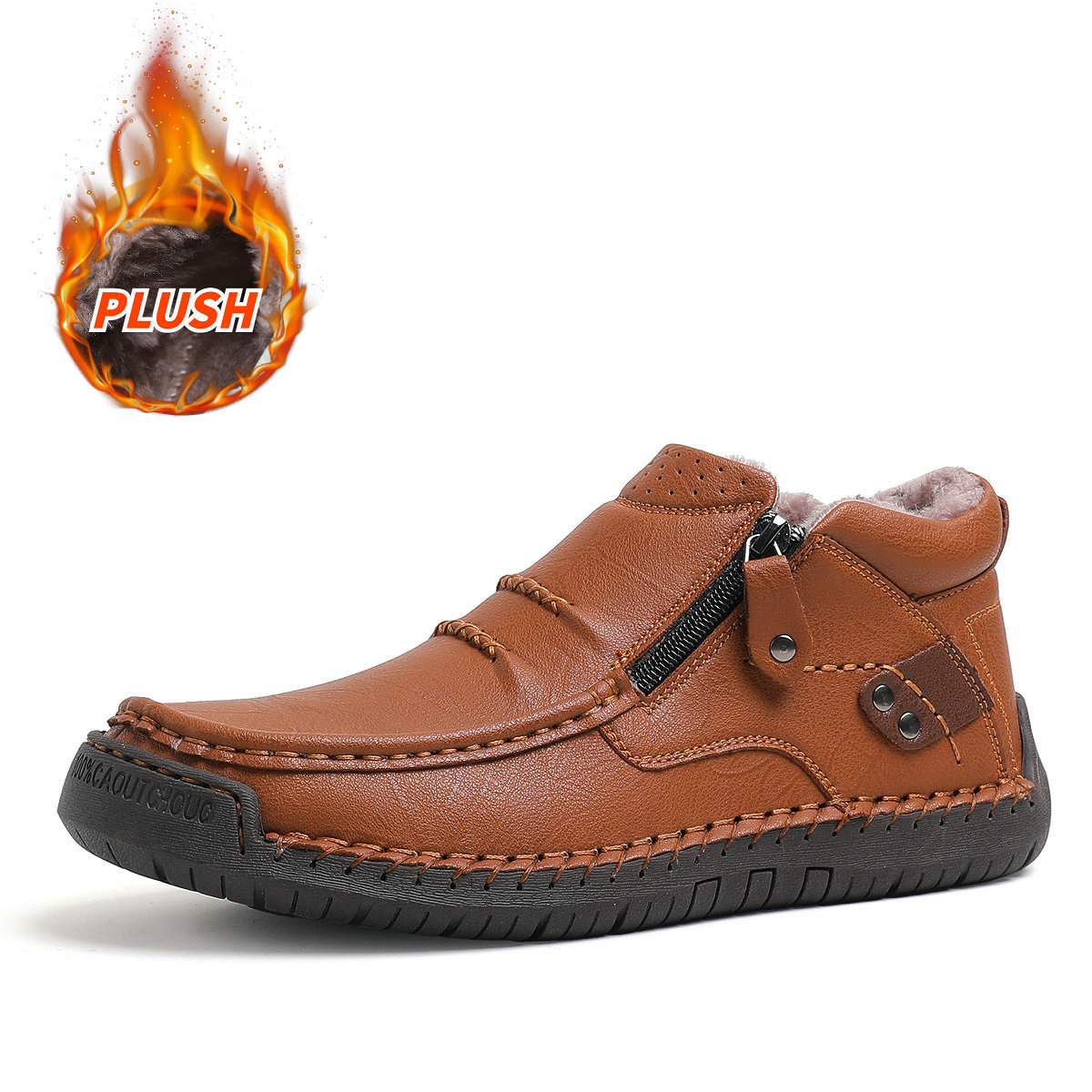 （Free shipping）⏰Limited Time Sale 70% OFF-Men’s Handmade Premium Leather Slip-On Driving Boots – Wide Toe, Arch Support, Waterproof, Pressure Relief, Non-Slip Sole&Warmth for Casual, Travel & Outdoor