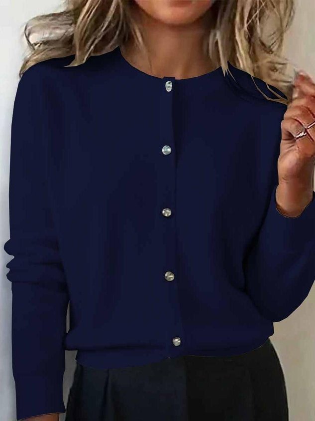 Women's Autumn And Winter Round Neck Cardigan Sweater Versatile Short 