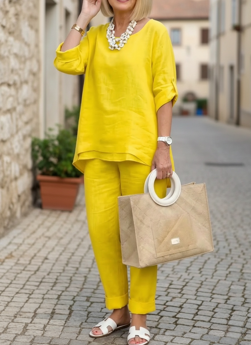 New Arrivals🔥Women's Minimalist & Cozy Layered Hem Cotton-linen Two-piece Set