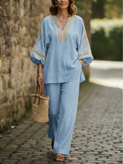 Women's Linen-Blend 2-Piece Resort Set