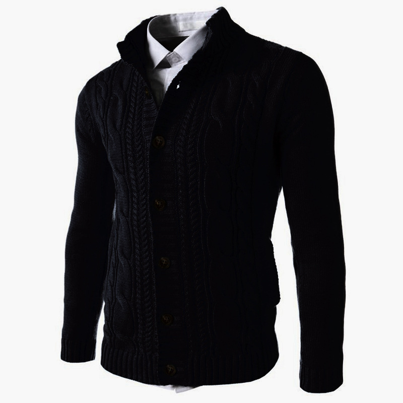 Gentleman's Casual Jacquard Buttons Sweater