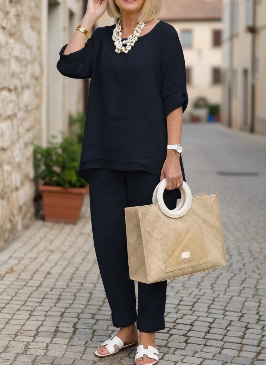 New Arrivals🔥Women's Minimalist & Cozy Layered Hem Cotton-linen Two-piece Set