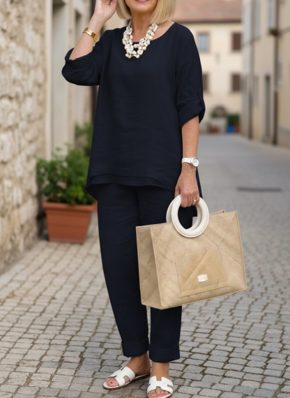 New Arrivals🔥Women's Minimalist & Cozy Layered Hem Cotton-linen Two-piece Set