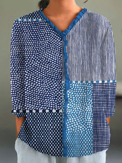 Women's Abstract Polka Dot Stripe Art Print Dress