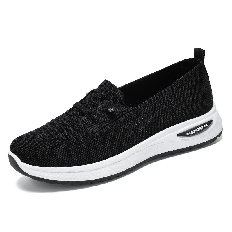 Slip On Sneakers Women Breathable Mesh Knitted Women Low Top Walking Shoes Lightweight Wide Width Non-Slip Shoes