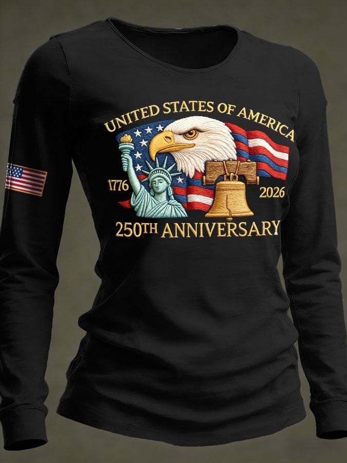 Women's 250th Anniversary National Flag Print Casual Long-Sleeved T-Sh