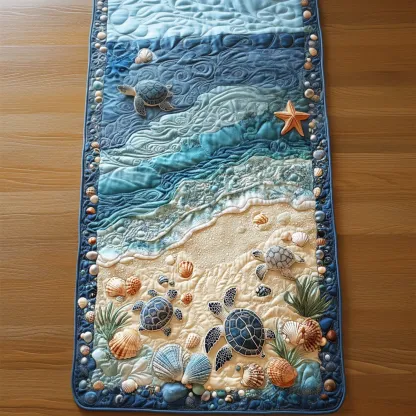 Red Feathered Winter Quilted Table Runner NCU0DK1585