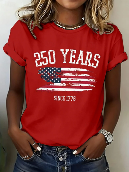 Women's Short Sleeve T-shirt Summer Blue Independence Day (Flag) Printing Jersey Crew Neck Daily Going Out Casual Top