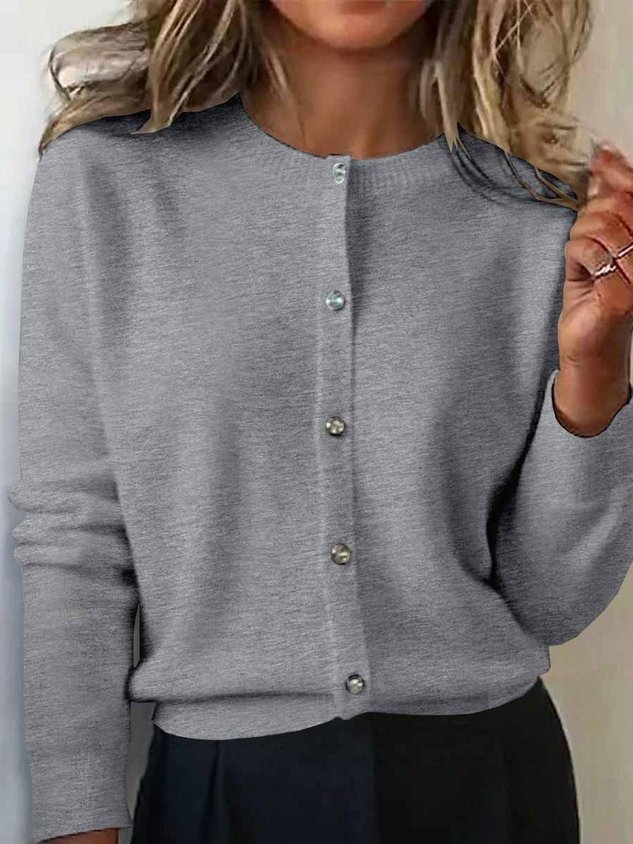 Women's Autumn And Winter Round Neck Cardigan Sweater Versatile Short 