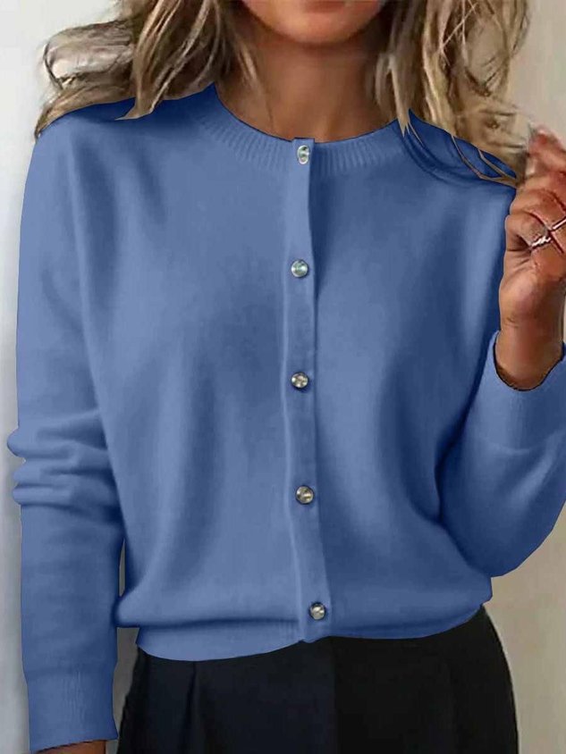 Women's Autumn And Winter Round Neck Cardigan Sweater Versatile Short 