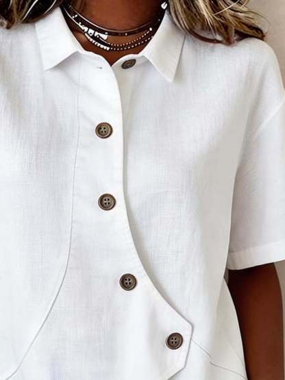 Women'S Casual Solid Color Irregular Shirt
