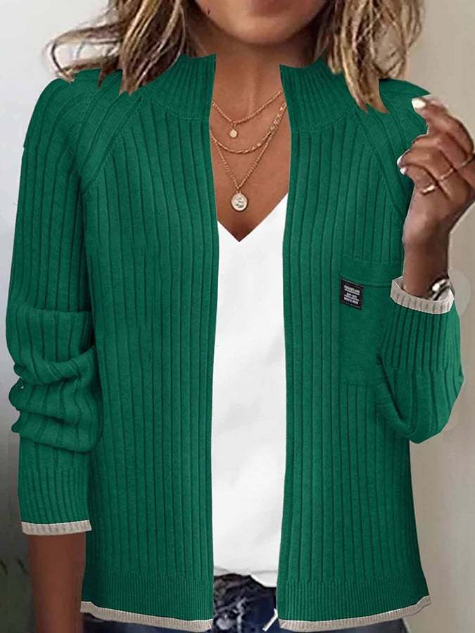 Women'S Autumn And Winter Long-Sleeved Zipper Knitted Cardigan