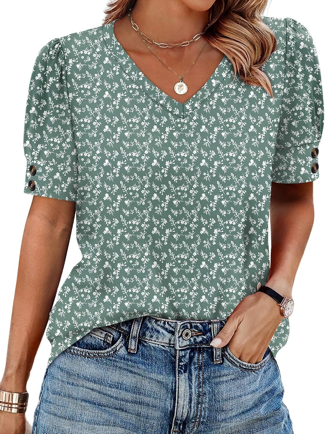 Women's short-sleeved shirt, button-down V-neck, fashionable spring/summer outfit, plus size women's shirt, casual formal wear.