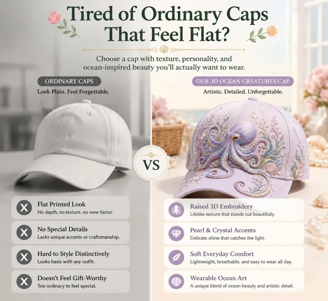 🔥 Last Day 49% OFF – 🌊 3D Ocean Creatures Embroidery Cap