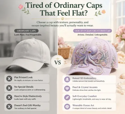 🔥 Last Day 49% OFF – 🌊 3D Ocean Creatures Embroidery Cap
