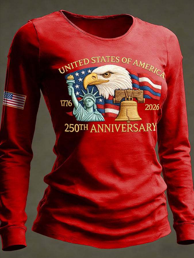 Women's 250th Anniversary National Flag Print Casual Long-Sleeved T-Shirt