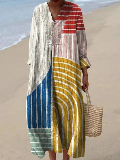 Women's Abstract Pattern Art Print Cotton Dress - Series2