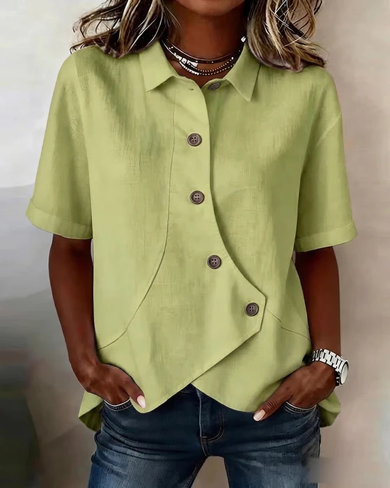 Women'S Casual Solid Color Irregular Shirt