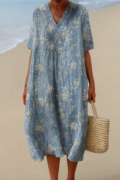 Women's SummerAbstract Pattern Art Print Cotton Dress
