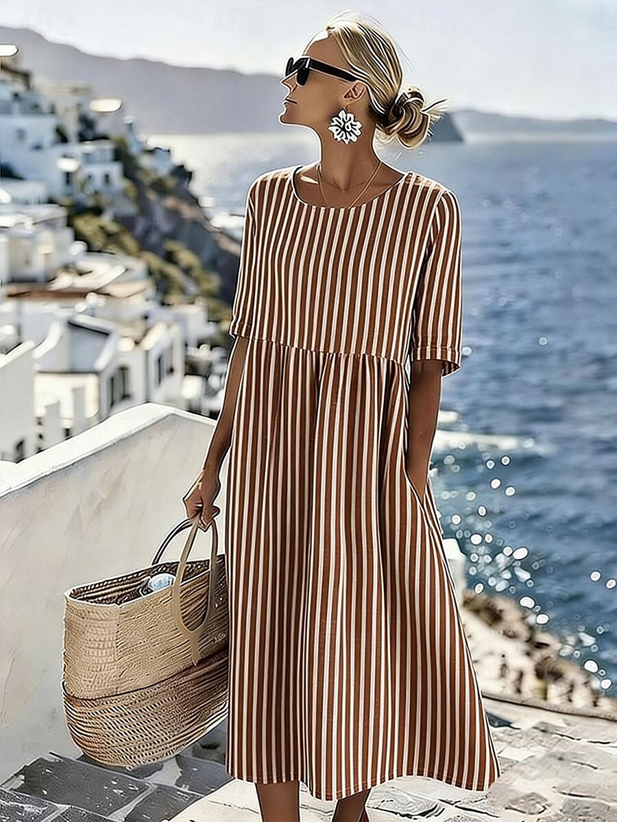 Women'S Vacation Round Neck Short Sleeve Printed Dress