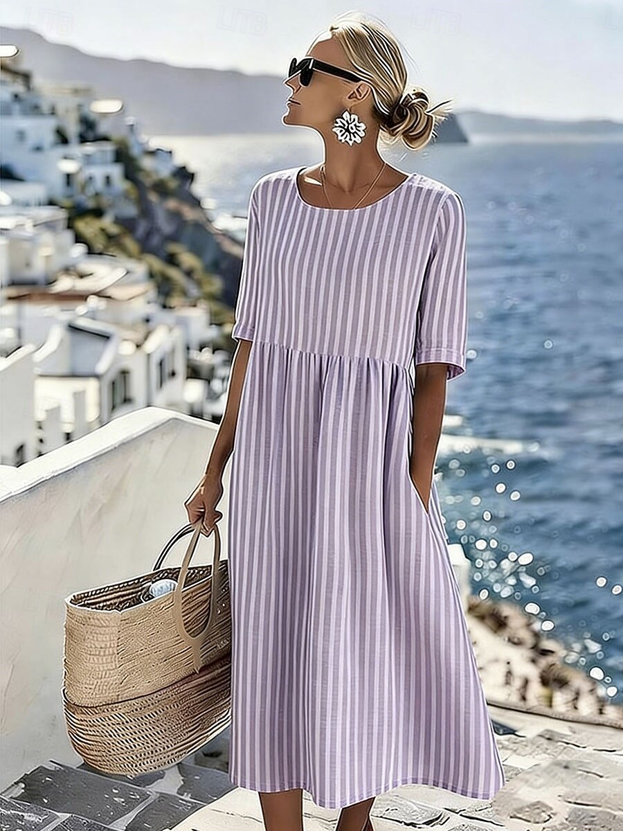 Women'S Vacation Round Neck Short Sleeve Printed Dress