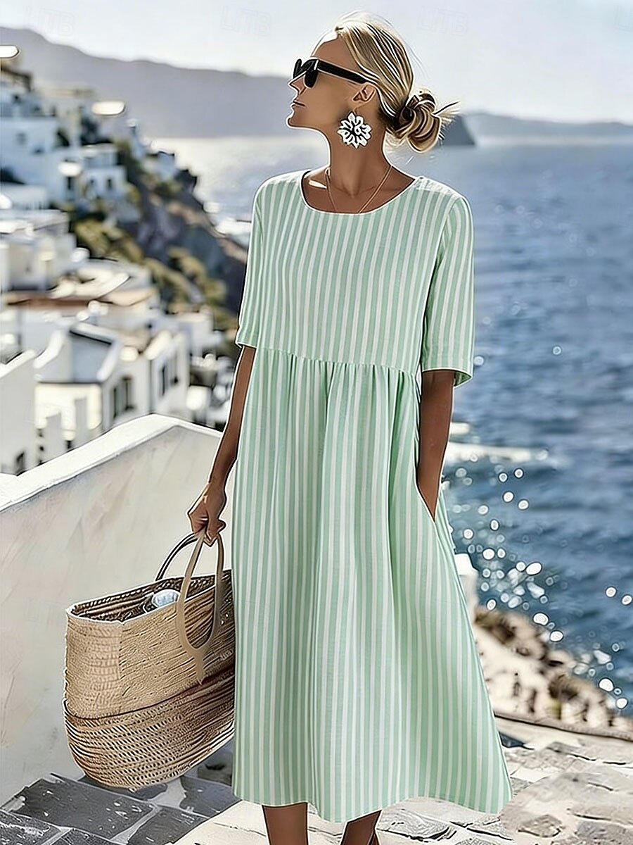 Women'S Vacation Round Neck Short Sleeve Printed Dress