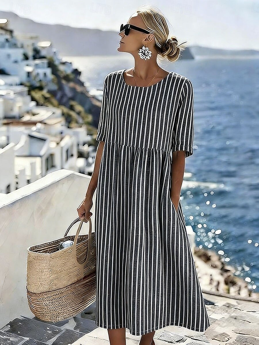 Women'S Vacation Round Neck Short Sleeve Printed Dress