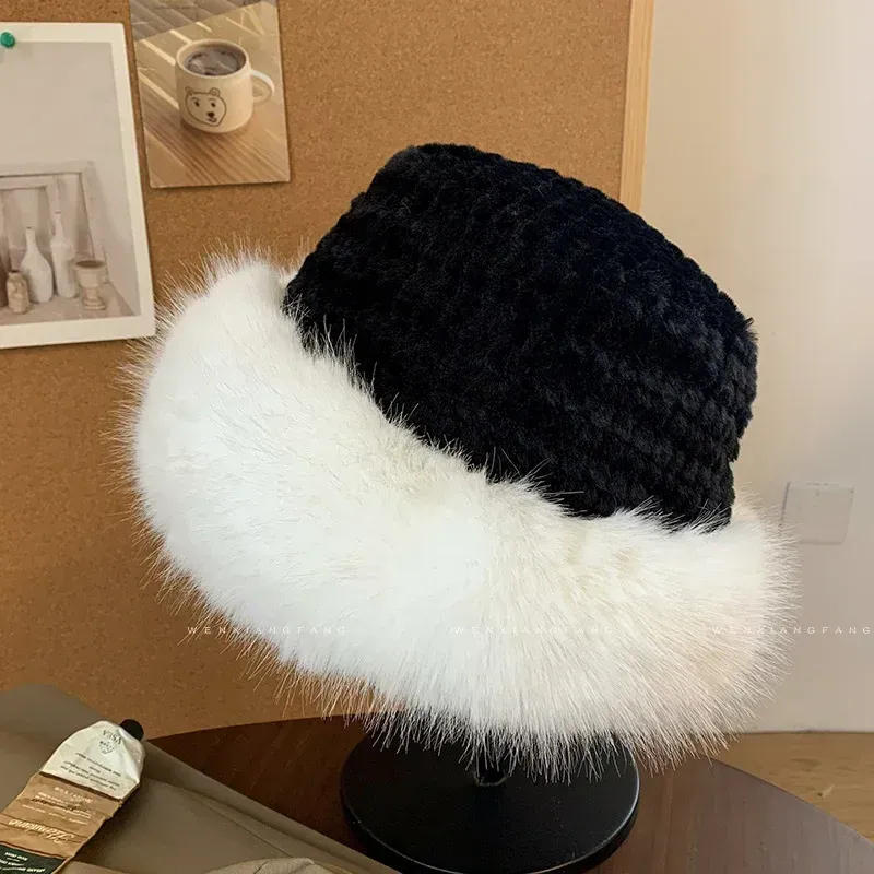 Faux Fur Winter Bucket Hat for Women - Earflap Design, Thickened, Fashionable, Versatile, and Warm