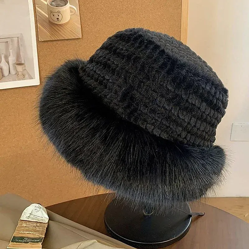 Faux Fur Winter Bucket Hat for Women - Earflap Design, Thickened, Fashionable, Versatile, and Warm