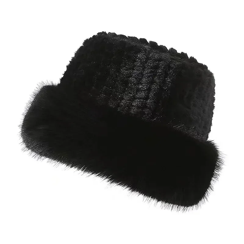 Faux Fur Winter Bucket Hat for Women - Earflap Design, Thickened, Fash