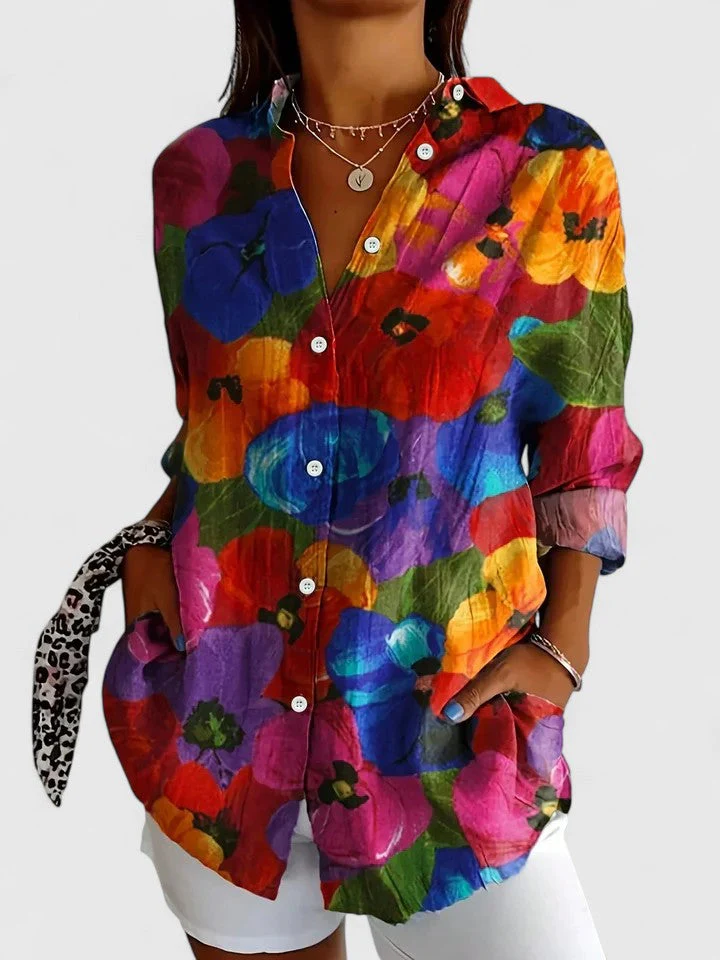 ✨ Women's Blouse Vintage Print Floral Graphic V Neck Long Sleeve Casual Daily Holiday Summer Spring